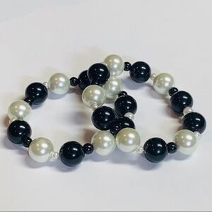 💐5/25 2 quality glass faux pearl stretchy